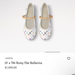 Louis Vuitton White and Gold Flats